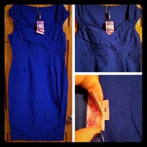 Royal blue fitted pin up dress